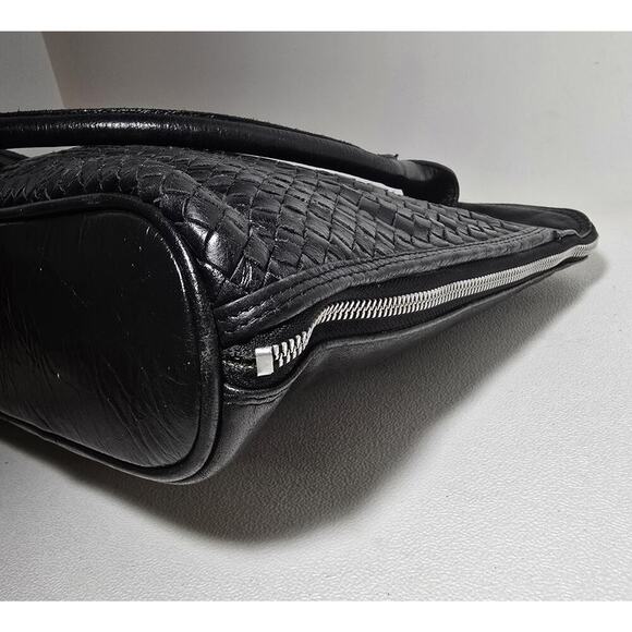 Latico Black Leather Business Tote Briefcase Laptop Case Organizer Woven Pocket - Picture 9 of 16